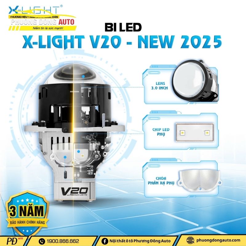 Bi LED X-LIGHT V20 New 2025 đột phá công...