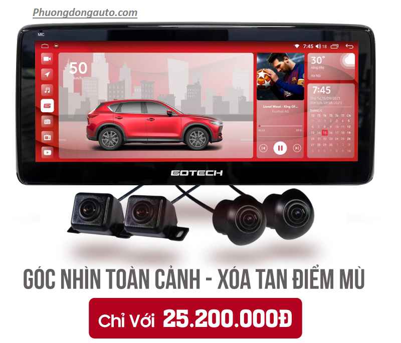 Màn hình liền camera 360 Gotech GT Mazda...